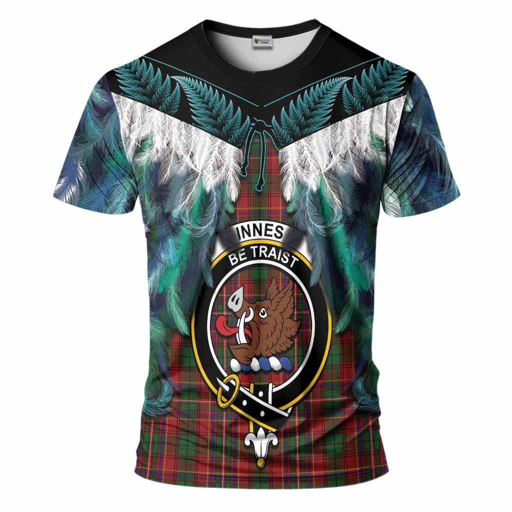 Innes Tartan Crest T-Shirt New Zealand Maori Korowai Cloak