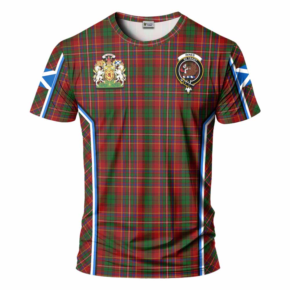 Innes Tartan Crest T-shirt Scotland Coat of Arm Flag Style - Tartan Vibes Clothing
