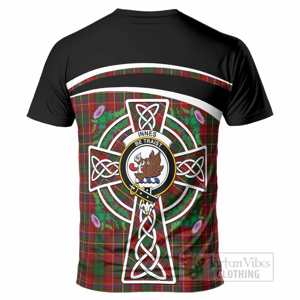 Innes Tartan Crest T-Shirt Scottish Thistle Celtic Cross Alba Gu Brath