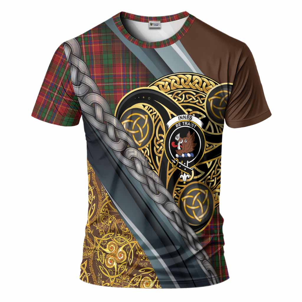 Innes Tartan Crest T-Shirt Scottish Triskele Celtic