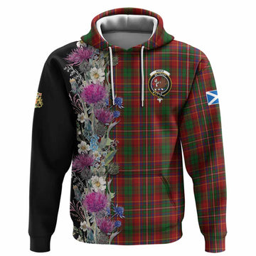 Innes Tartan Crest Thistle Floral Hoodie Pullover Hoodie - Tartan Vibes Clothing