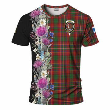 Innes Tartan Crest Thistle Floral T-Shirt Kid's Shirt - Tartan Vibes Clothing