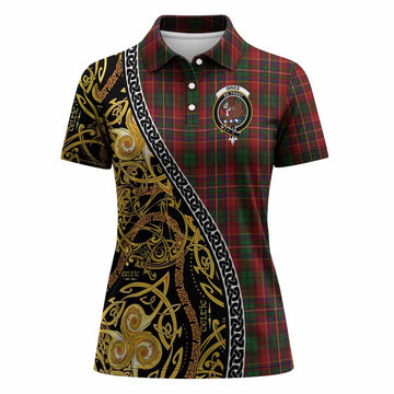 Innes Tartan Crest Women Polo Shirt Celtic Knot and Triple Trickle Spiral Symbols