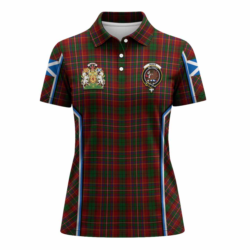 Innes Tartan Crest Women's Polo Shirt Scotland Coat of Arm Flag Style - Tartan Vibes Clothing