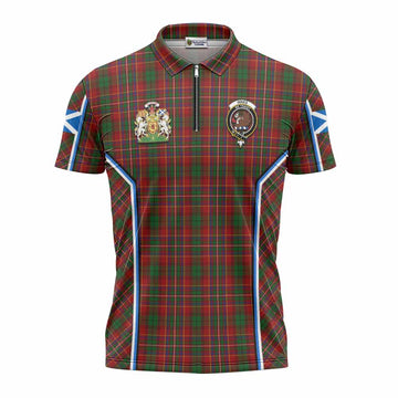 Innes Tartan Crest Zipper Polo Shirt Scotland Coat of Arm Flag Style