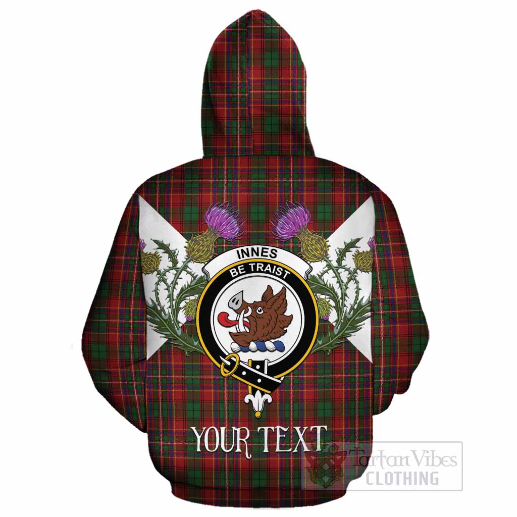 Innes Tartan Family Crest Cotton Hoodie Scottish Burns Night Thistle Floral