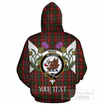 Innes Tartan Family Crest Cotton Hoodie Scottish Burns Night Thistle Floral