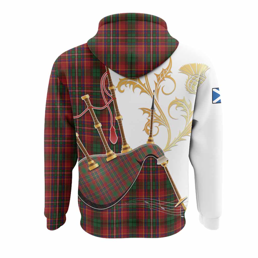 Innes Tartan Family Crest Hoodie Bagpipes with Scottish Thistle