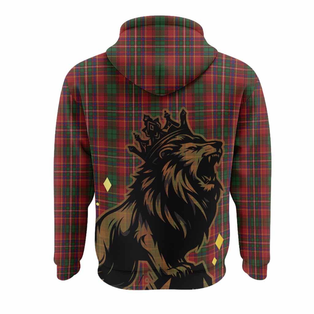 Innes Tartan Family Crest Hoodie Crowned Lion Roaring