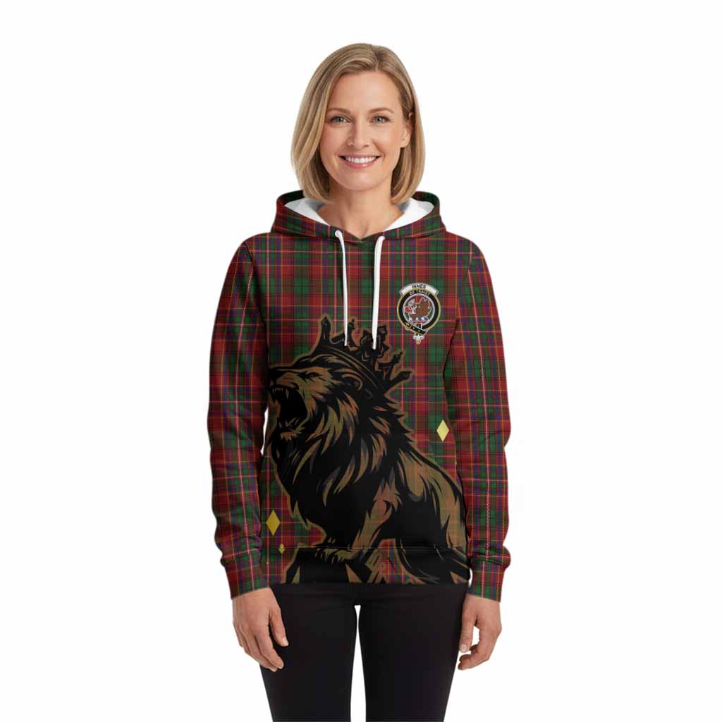 Innes Tartan Family Crest Hoodie Crowned Lion Roaring