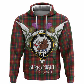 Innes Tartan Family Crest Hoodie Scottish Burns Night Thistle Floral