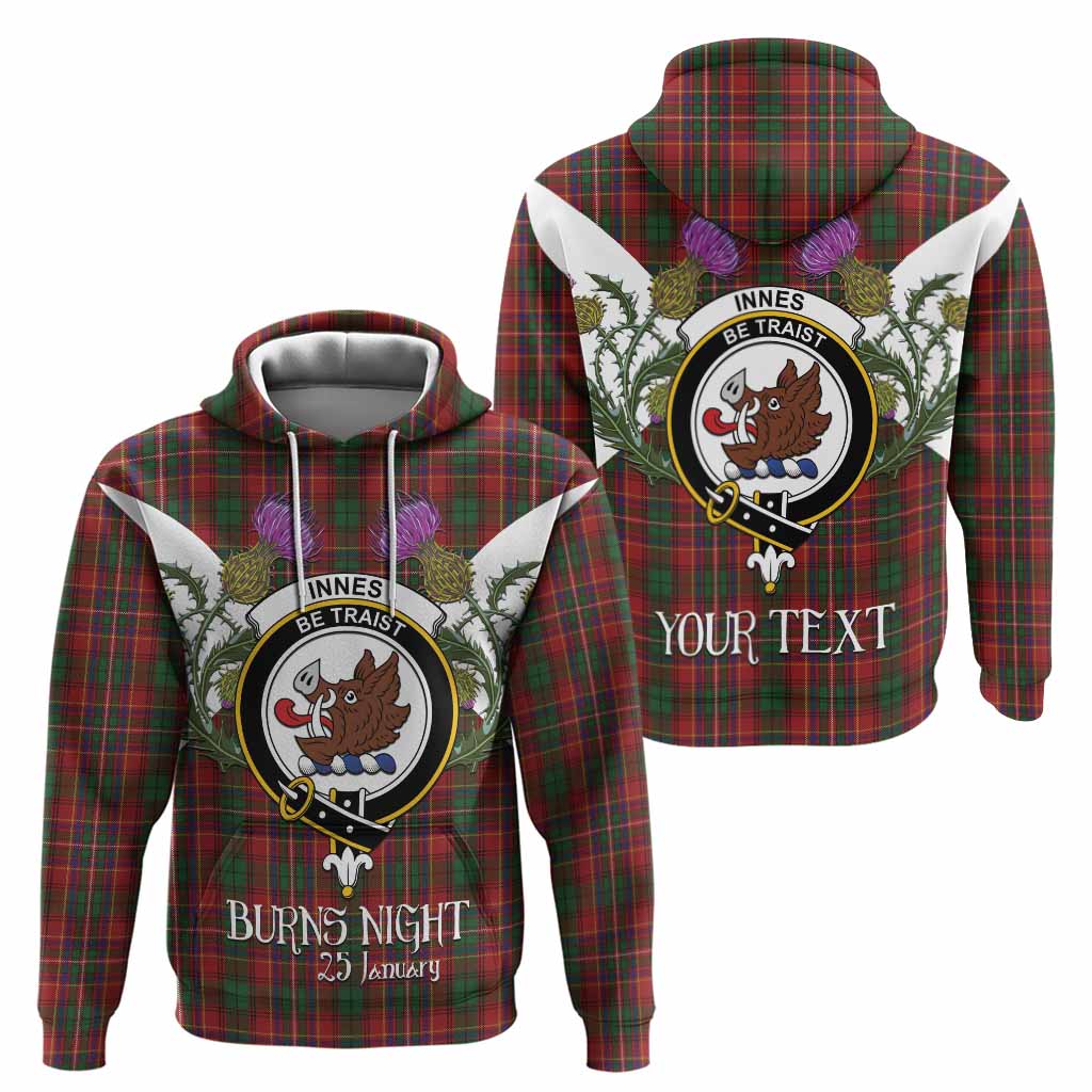 Innes Tartan Family Crest Hoodie Scottish Burns Night Thistle Floral