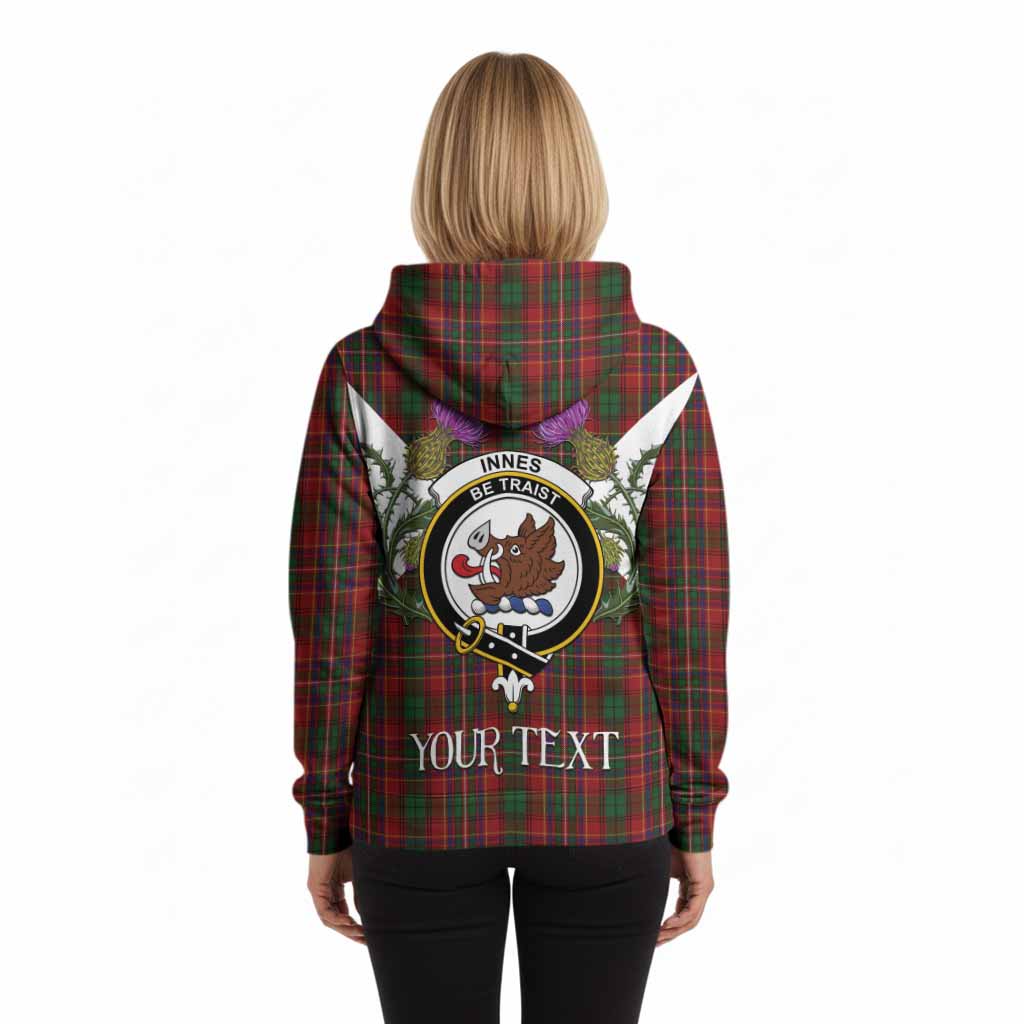 Innes Tartan Family Crest Hoodie Scottish Burns Night Thistle Floral