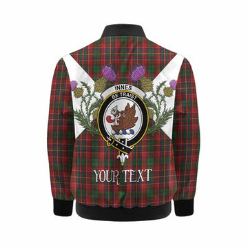 Innes Tartan Family Crest Kid Bomber Jacket Scottish Burns Night Thistle Floral