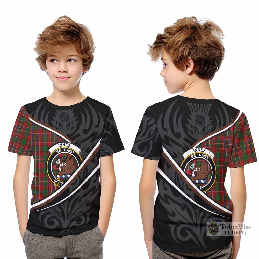 Innes Tartan Family Crest Kid T-shirt Celtic Scottish Thistle Floral - Tartan Vibes Clothing
