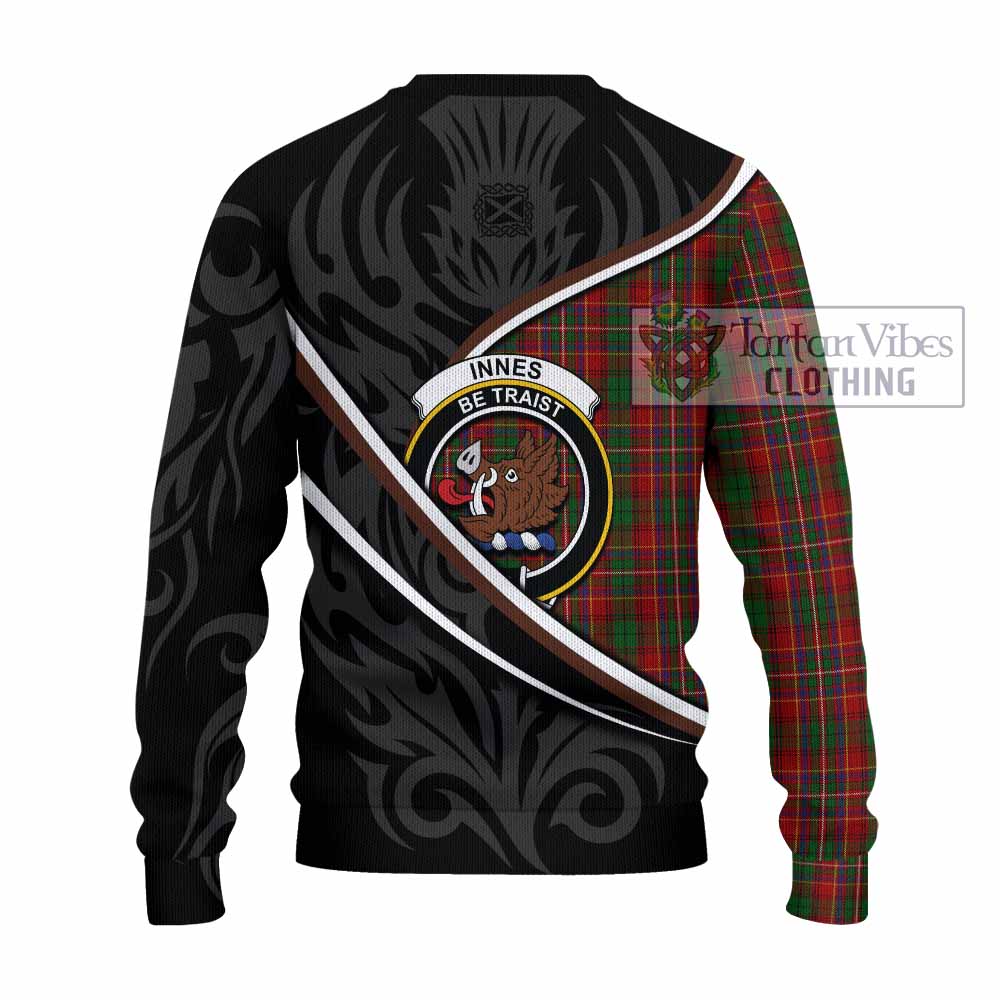 Innes Tartan Family Crest Knitted Sweater Celtic Scottish Thistle Floral - Tartan Vibes Clothing