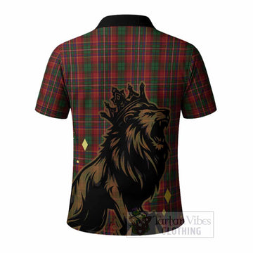 Innes Tartan Family Crest Polo Shirt Crowned Lion Roaring