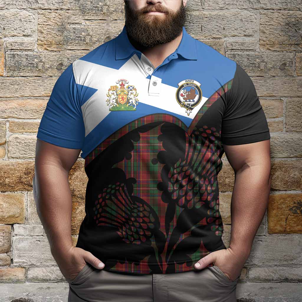 Innes Tartan Family Crest Polo Shirt Scotland Thistle Floral Flag Style