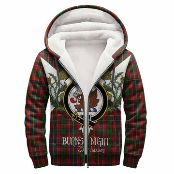 Innes Tartan Family Crest Sherpa Hoodie Scottish Burns Night Thistle Floral