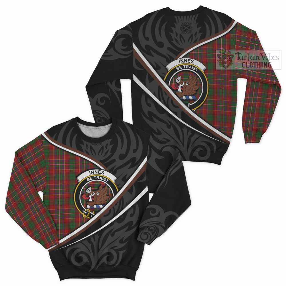Innes Tartan Family Crest Sweatshirt Celtic Scottish Thistle Floral - Tartan Vibes Clothing