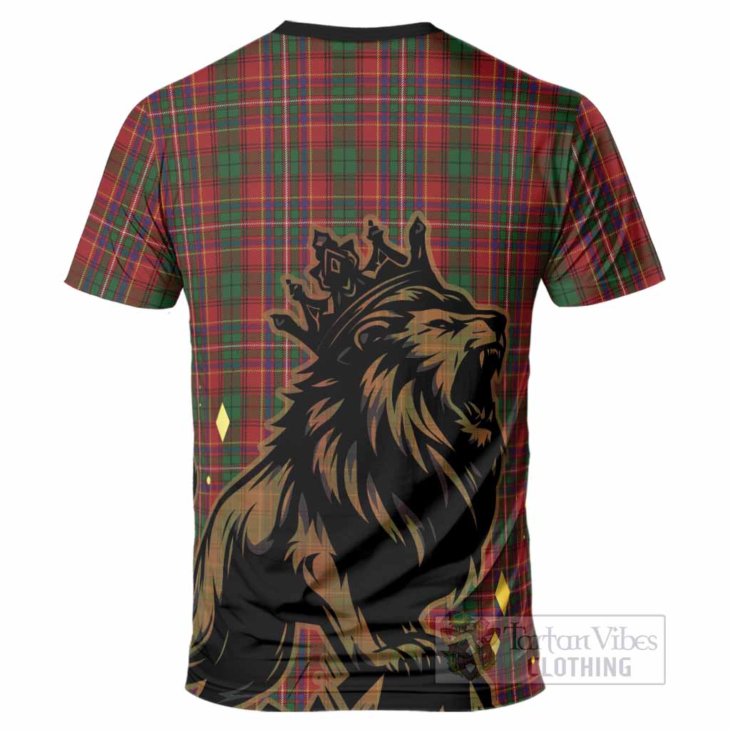 Innes Tartan Family Crest T-Shirt Crowned Lion Roaring