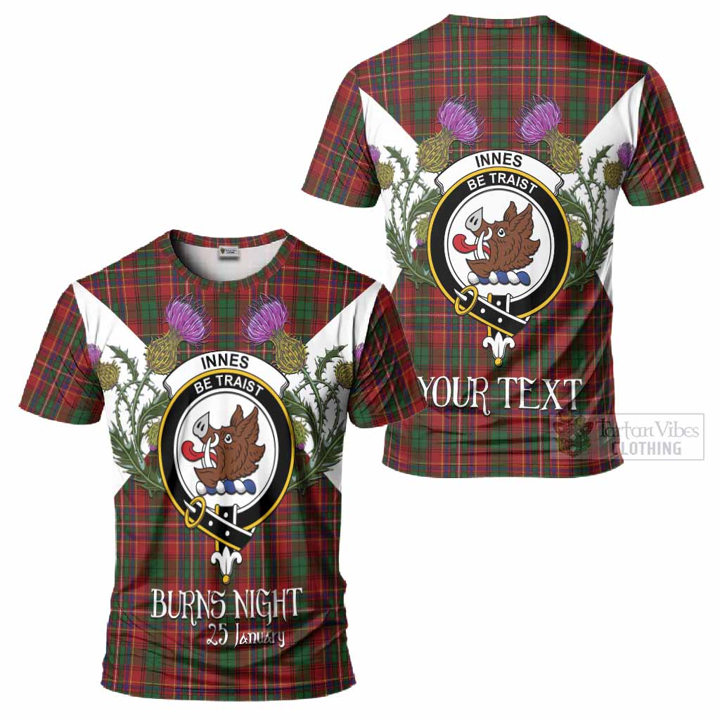 Innes Tartan Family Crest T-Shirt Scottish Burns Night Thistle Floral