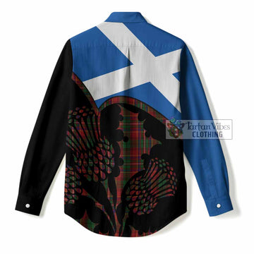 Innes Tartan Family Crest Women Casual Shirt Scotland Thistle Floral Flag Style