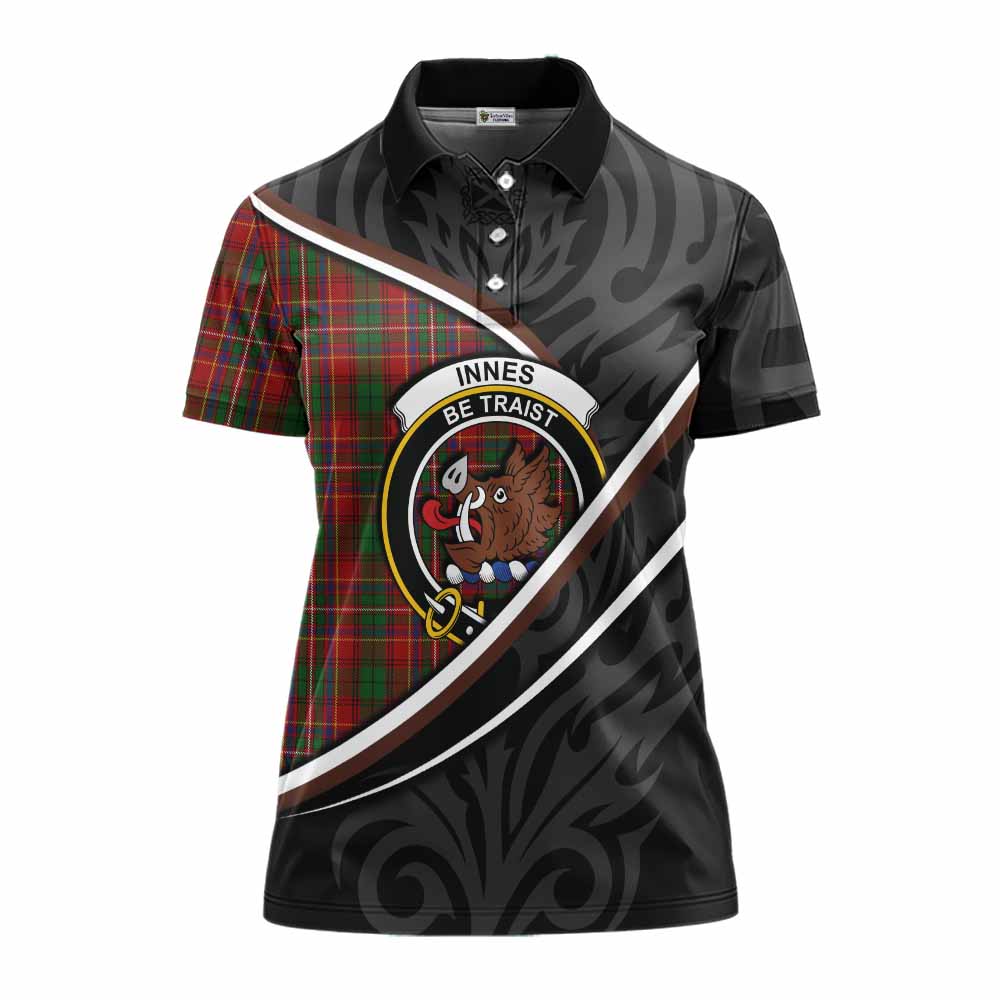 Innes Tartan Family Crest Women's Polo Shirt Celtic Scottish Thistle Floral - Tartan Vibes Clothing