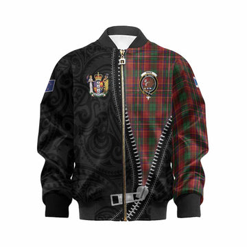 Innes Tartan Kid Bomber Jacket New Zealand Pattern Unique Zipper Stylized