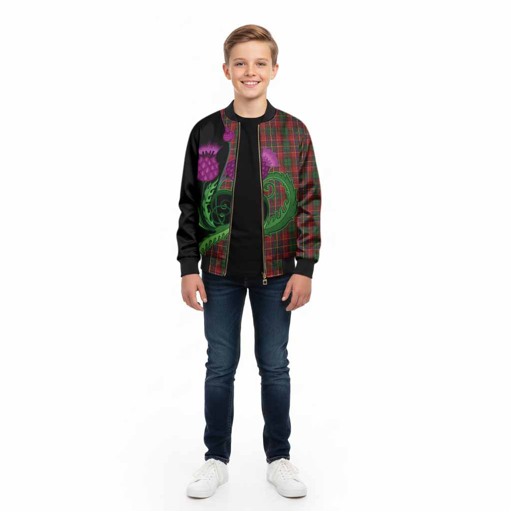 Innes Tartan Kid Bomber Jacket Traditional Scottish Thistle