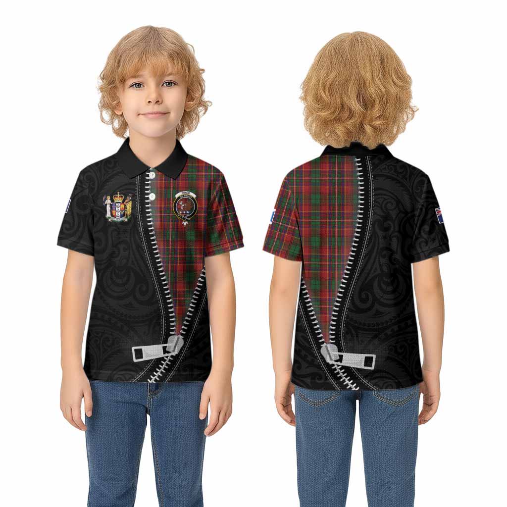 Innes Tartan Kid Polo Shirt New Zealand Pattern Unique Zipper Stylized