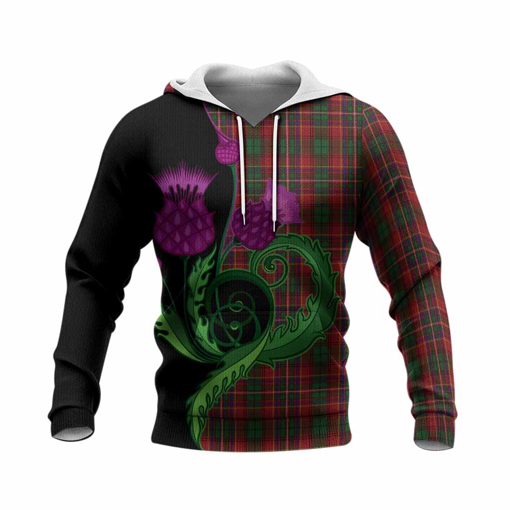 Innes Tartan Knitted Hoodie Traditional Scottish Thistle