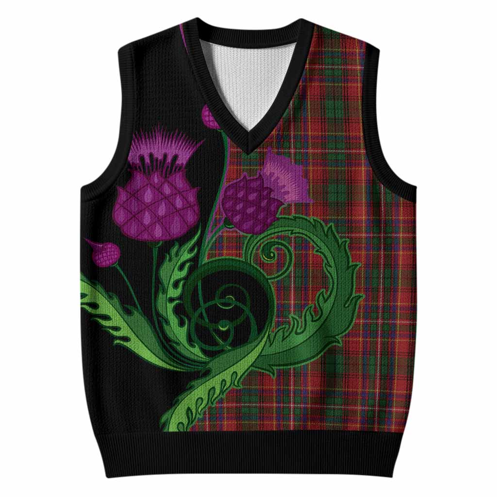 Innes Tartan Knitted V-Neck Vest Traditional Scottish Thistle