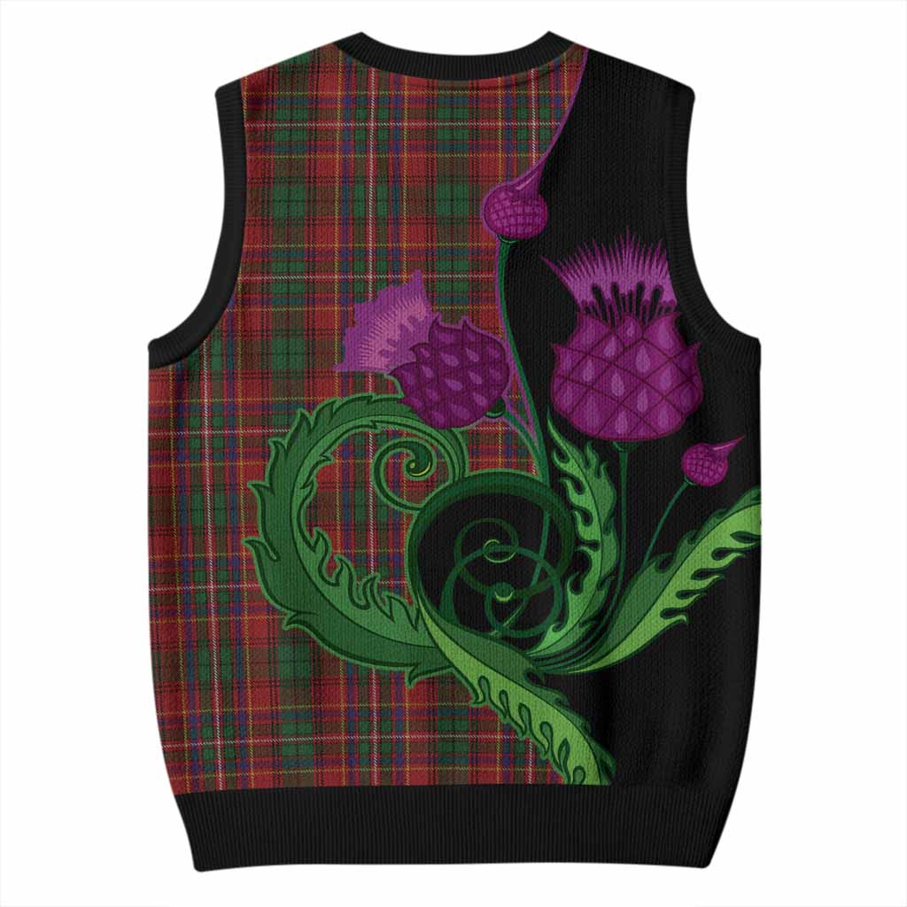 Innes Tartan Knitted V-Neck Vest Traditional Scottish Thistle