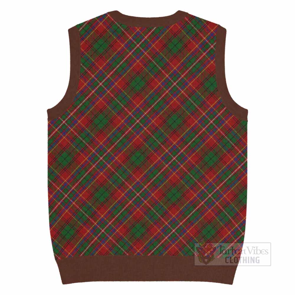 Innes Tartan Knitted V-Neck Vest with Family Crest Cross Style