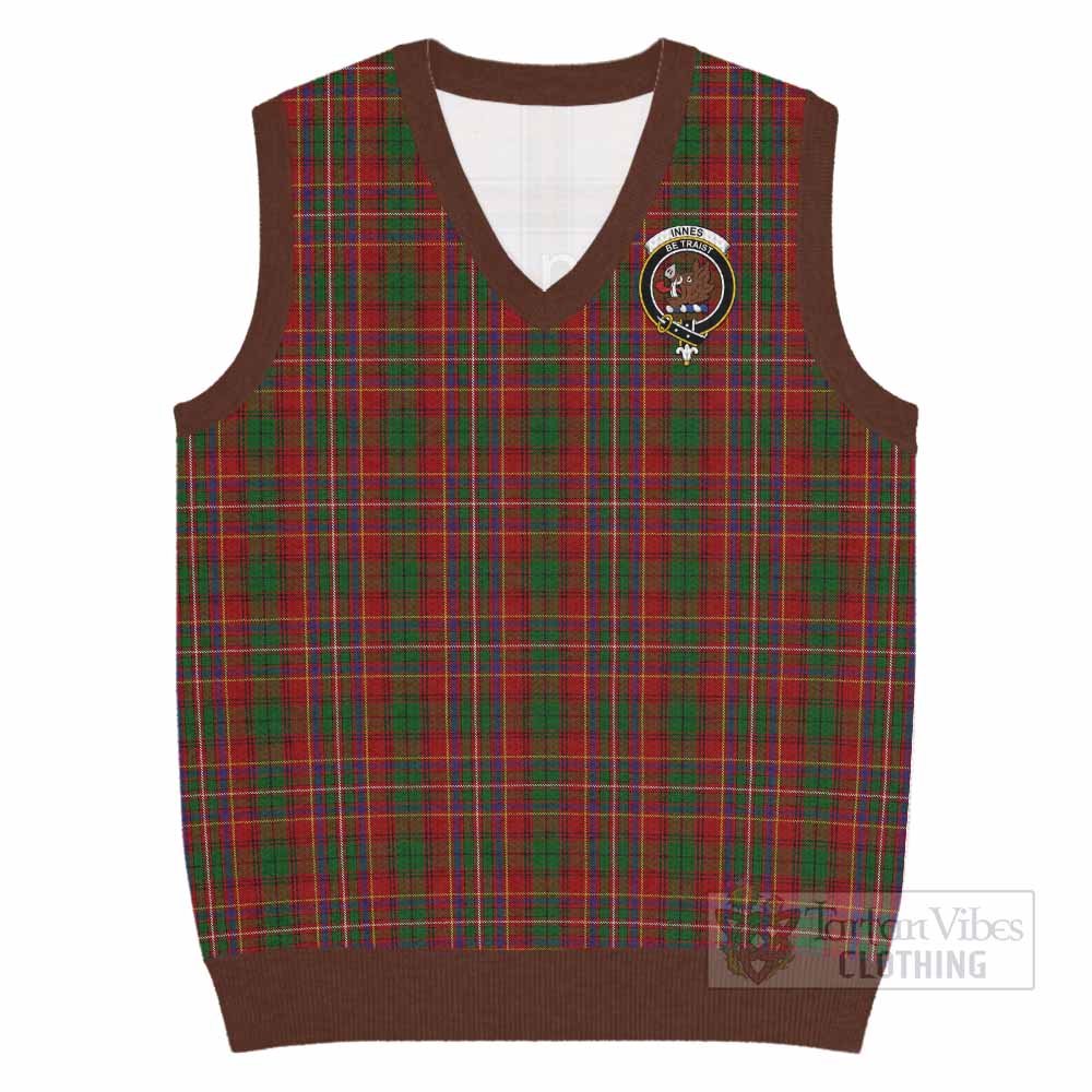 Innes Tartan Knitted V-Neck Vest with Family Crest - Tartan Vibes Clothing
