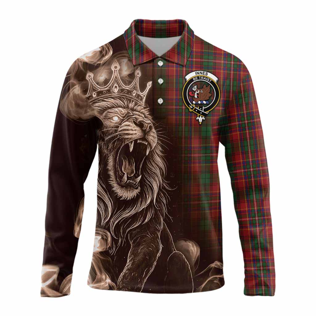 Innes Tartan Long Sleeve Polo Shirt Roaring Lion Heritage
