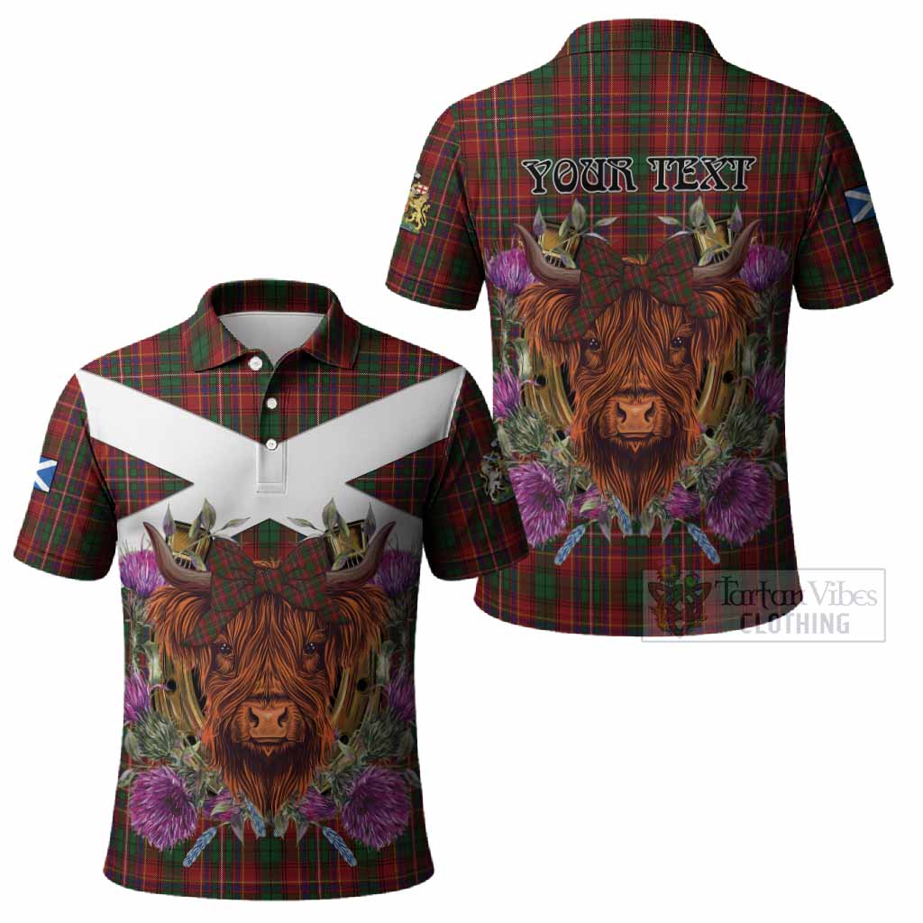 Innes Tartan Polo Shirt Scottish Thistle Heilan Coo