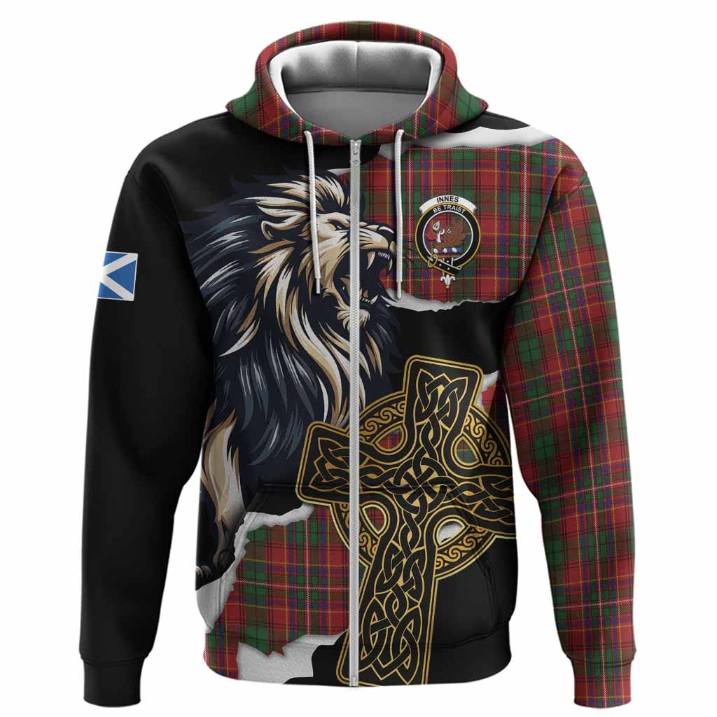 Innes Tartan Scottish Hoodie Lion Celtic Heritage