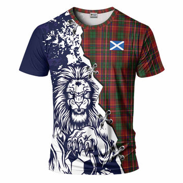 Innes Tartan Scottish T-Shirt Angry Lion With Soccer Ball Style