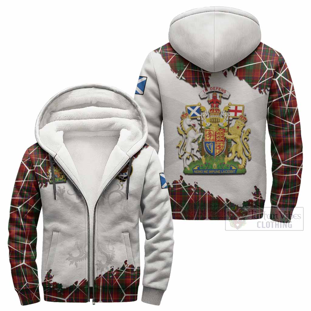 Innes Tartan Sherpa Hoodie with Family Crest and Lion Rampant Grunge Style