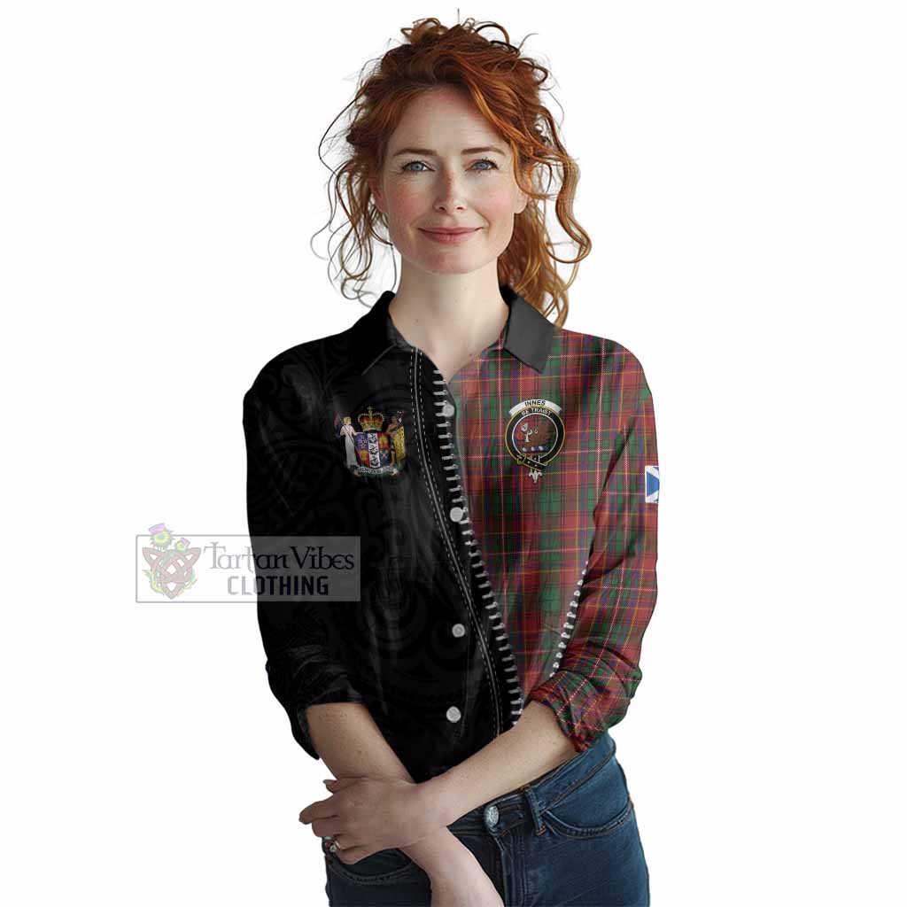 Innes Tartan Women Casual Shirt New Zealand Pattern Unique Zipper Stylized