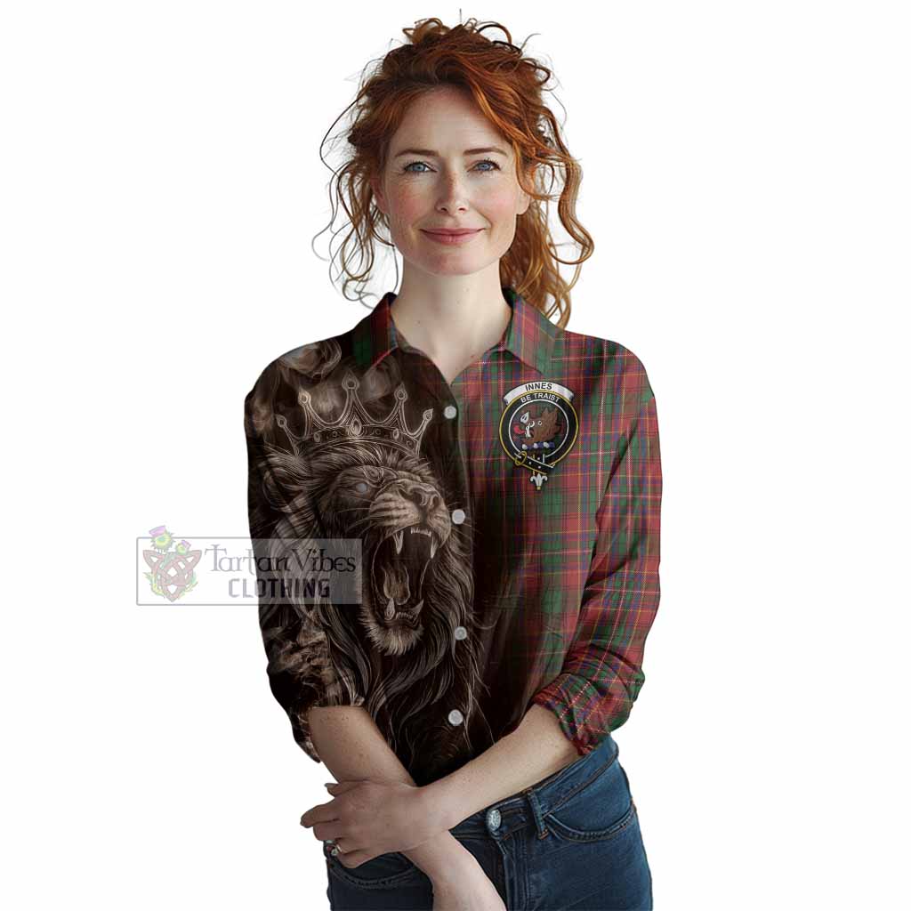 Innes Tartan Women Casual Shirt Roaring Lion Heritage
