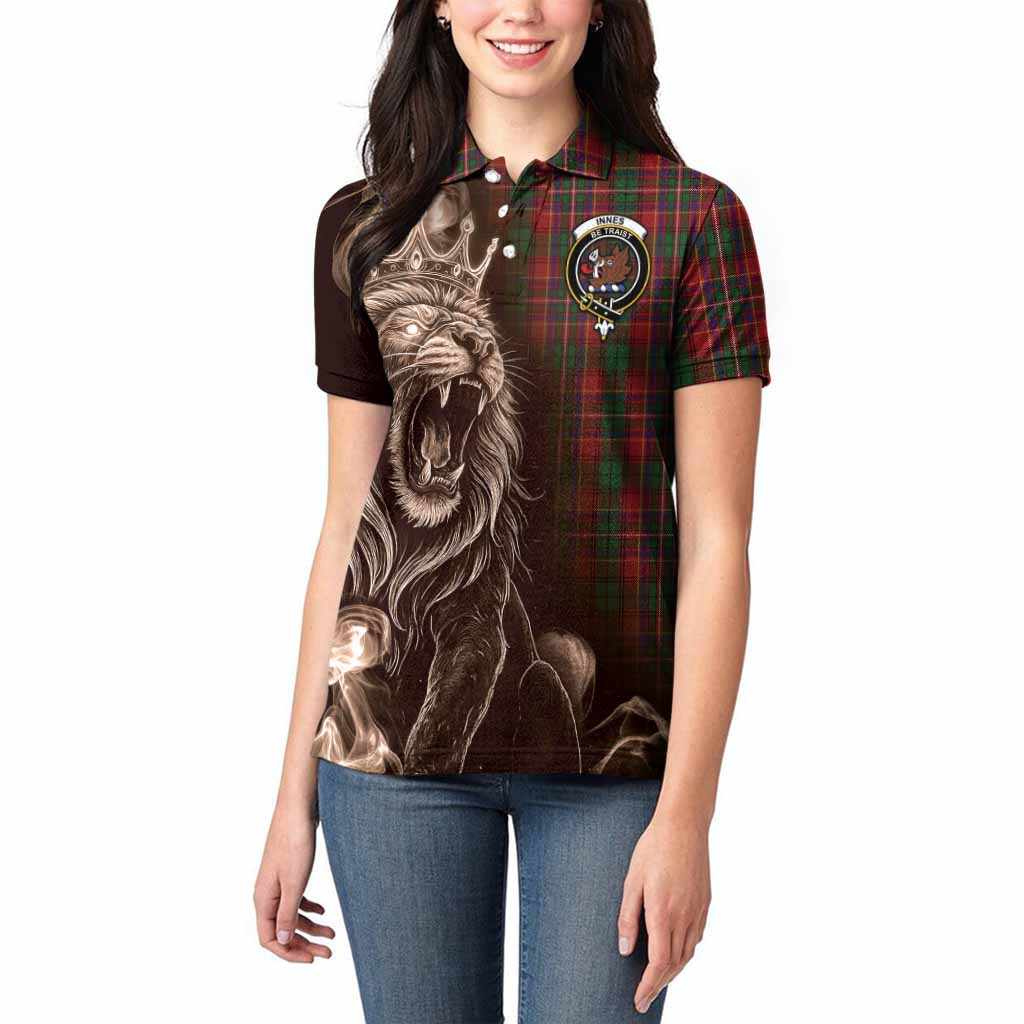 Innes Tartan Women Polo Shirt Roaring Lion Heritage
