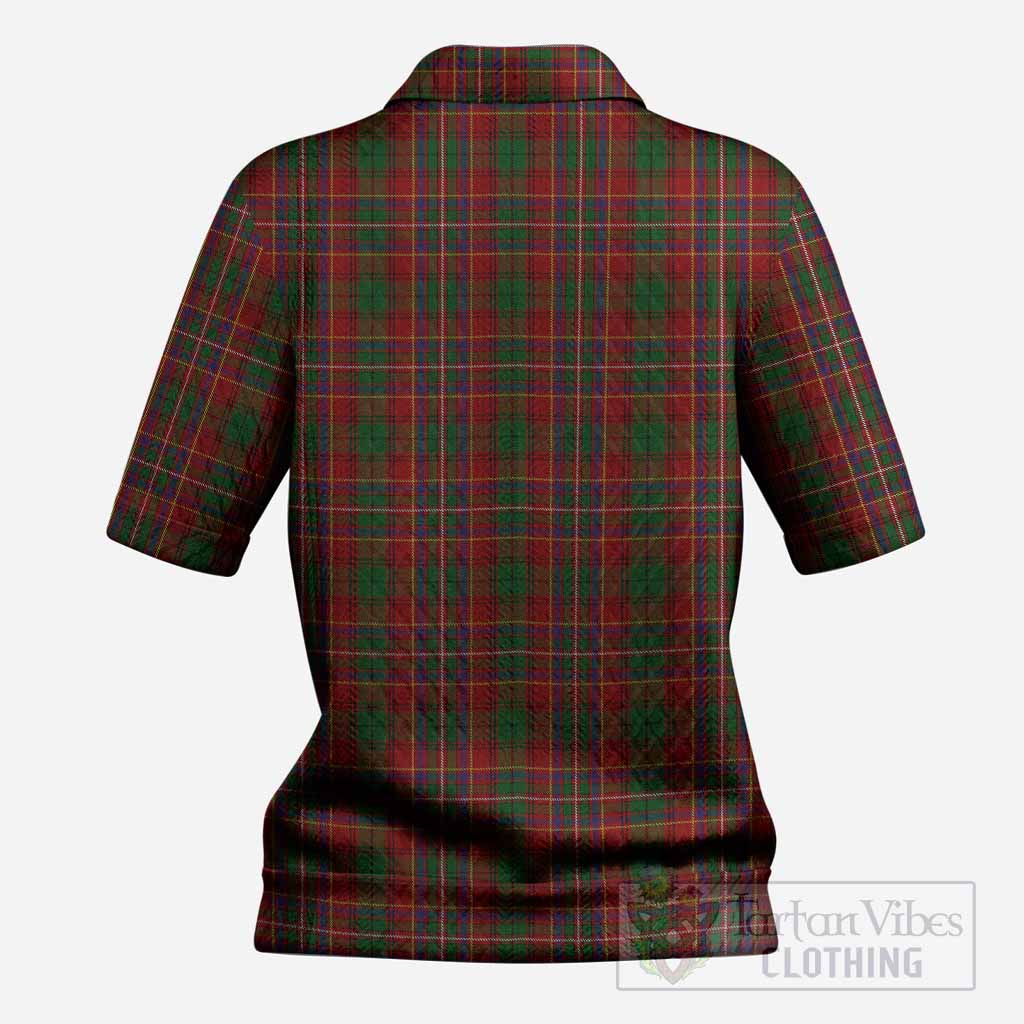 Innes Tartan Women’s Polo Sweater Top with Family Crest