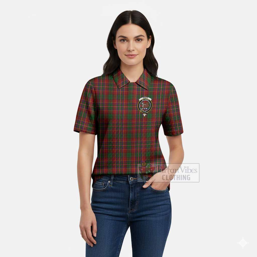 Innes Tartan Women’s Polo Sweater Top with Family Crest