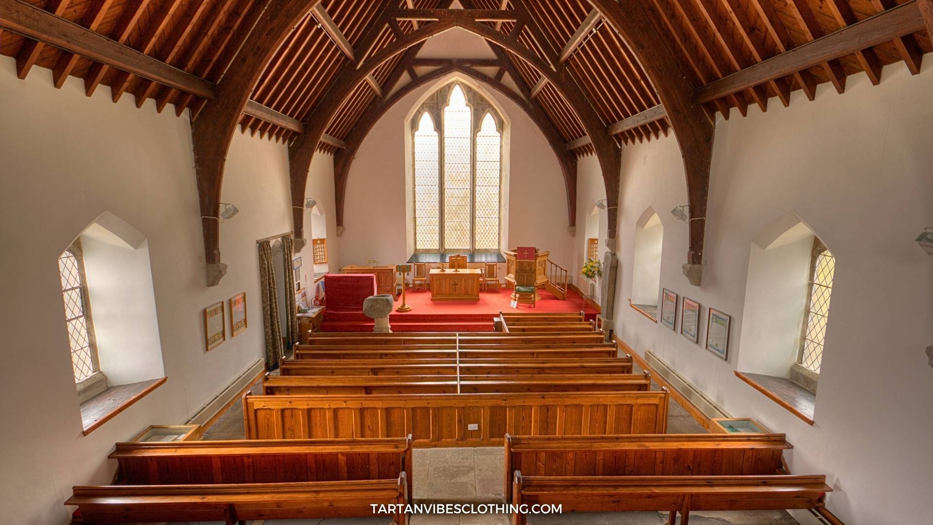 Interior of the Old Kirk of Balquhidder, a historic church in Scotland associated with Clan MacLaren