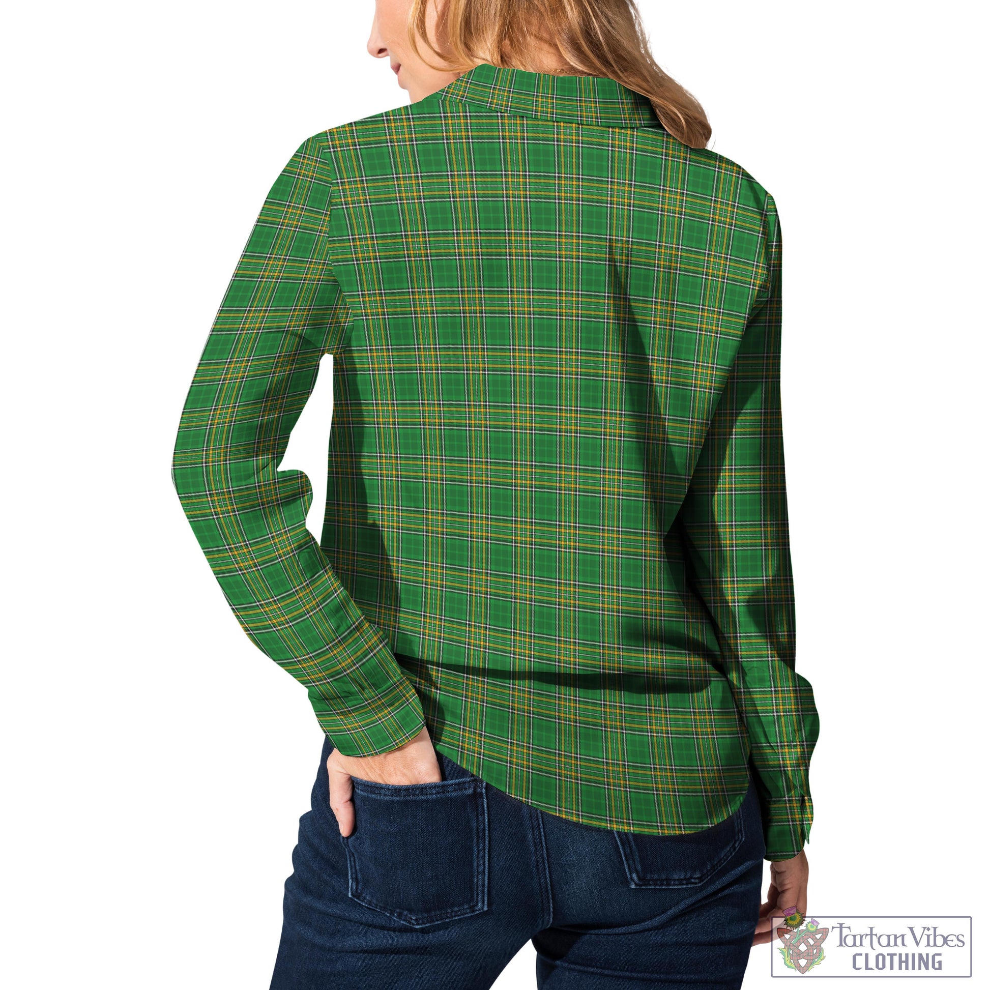 Ireland National Tartan Women's Casual Shirt Female - Tartan Vibes Clothing