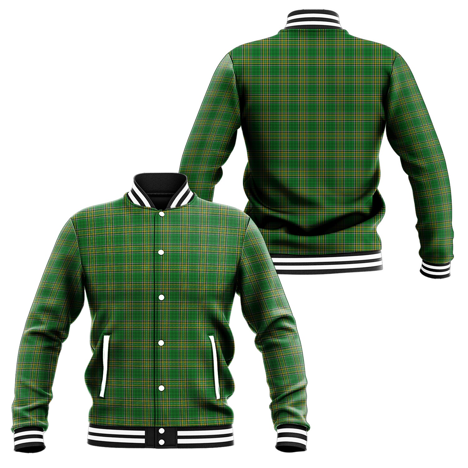 Ireland National Tartan Baseball Jacket Unisex - Tartan Vibes Clothing