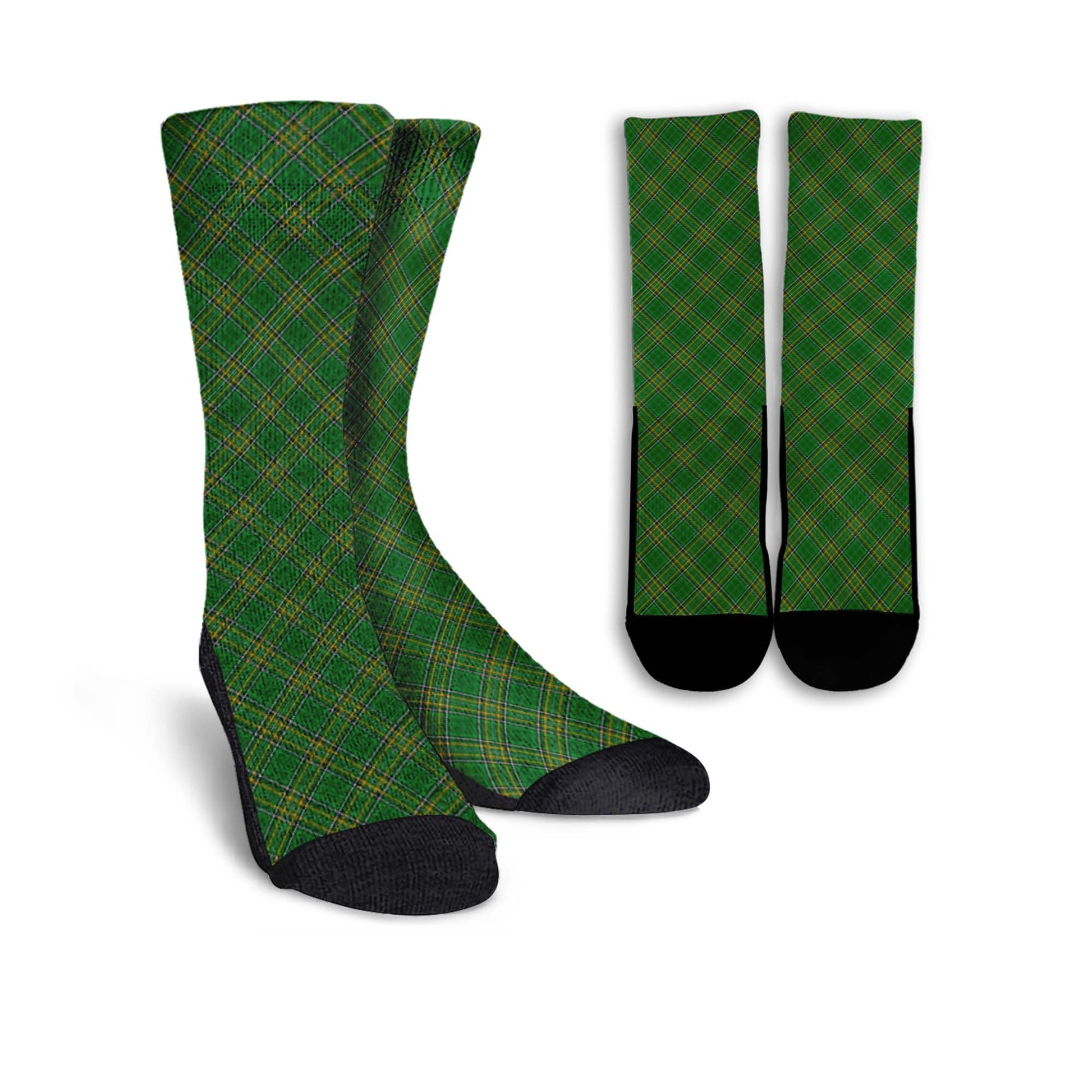 Ireland National Tartan Crew Socks Cross Tartan Style - Tartanvibesclothing